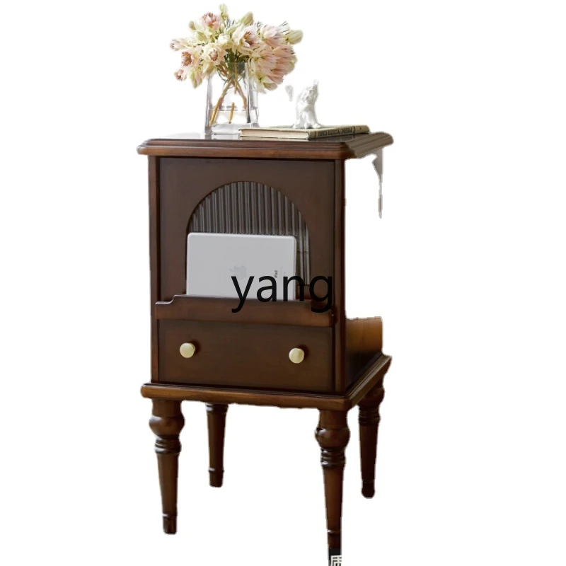 

CX Retro Living Room Side Cabinet Sofa Corner Table Solid Wood Bedside Cabinet Small Storage Locker Bedroom Light Luxury