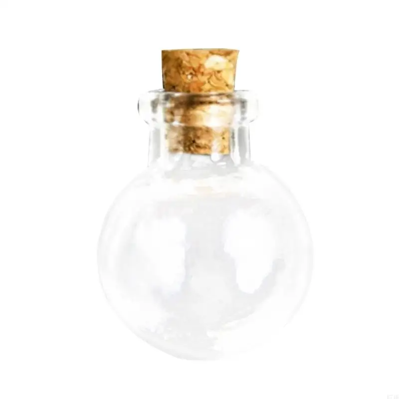 E74E 10pcs Mini Glass Bottles with Cork Stopper Transparency Fillable Organizers for Kindergarten Kid Girl Boys DIY Ornaments