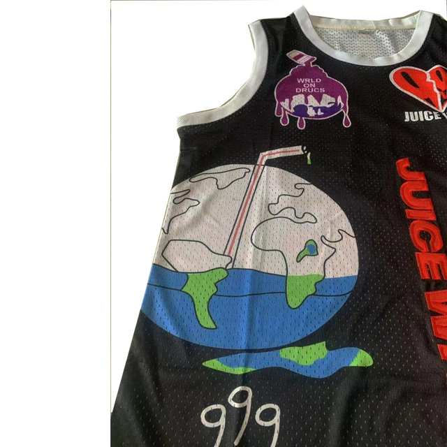 Men's JUICE WRLD #999 90s Hip-Hop Basketball Jersey Stitched Pink