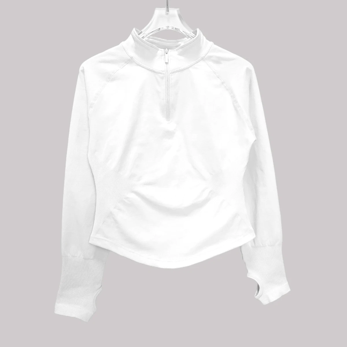 Haut de Sport Femme Manches Longues Demi-Zip