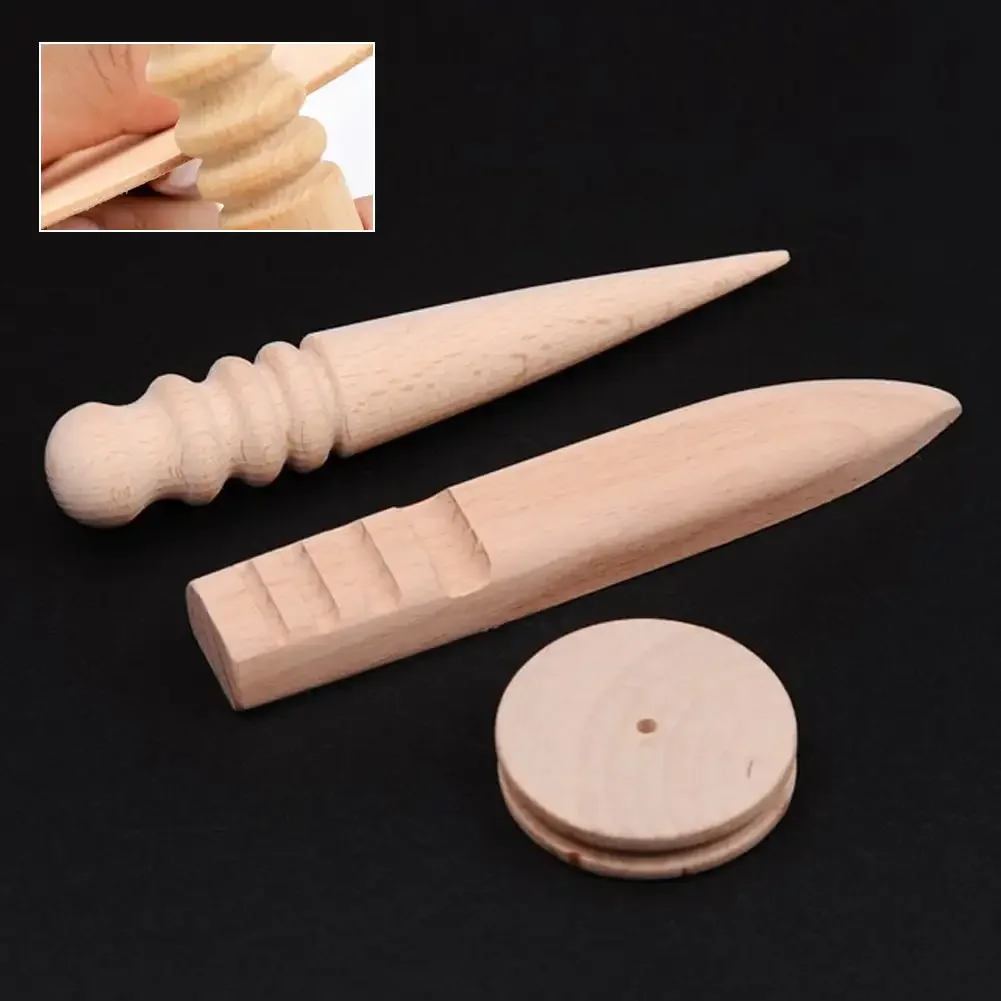 Wooden Round Burnishing Edge Leather Edge Slicking Round Grinding Rod for Polished Leather Craft Working Tool Leathercraft