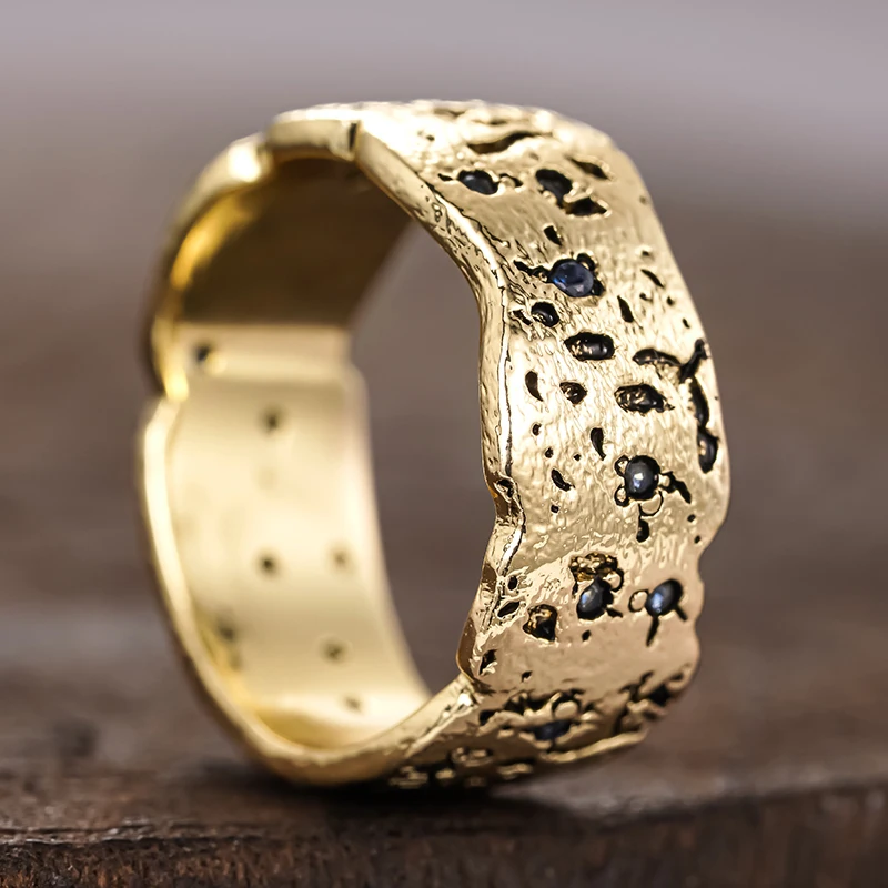 Huitan Chic Irregularity Gold Color Rings