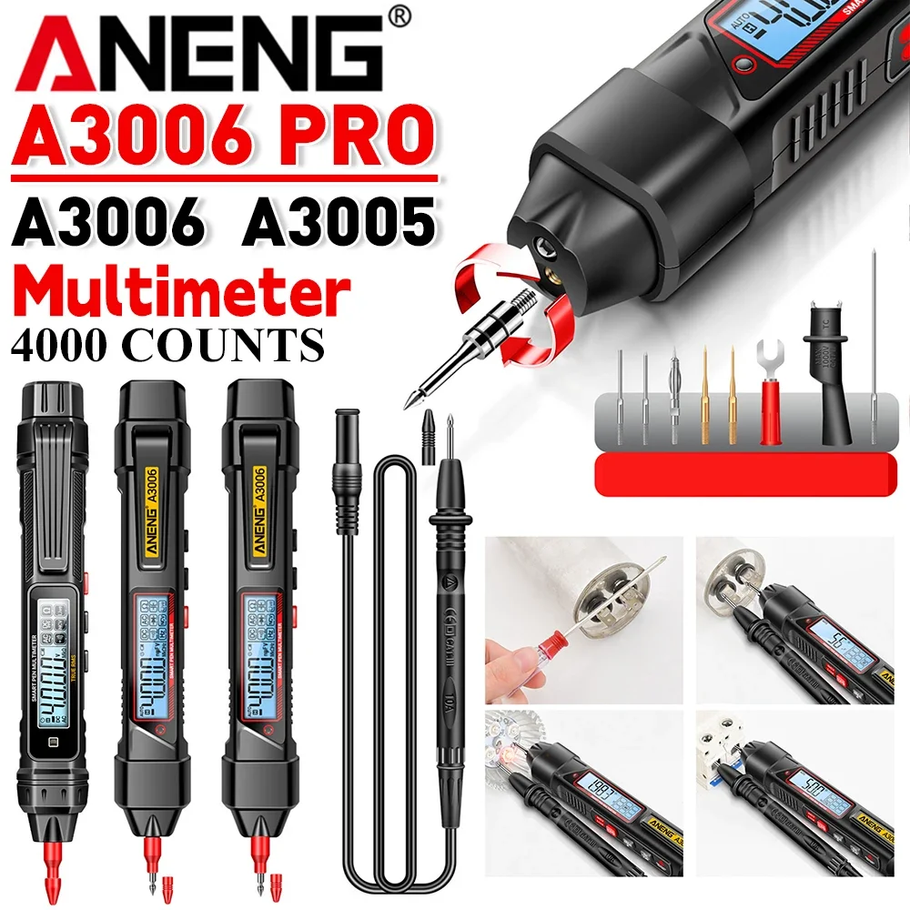 ANENG A3006 A3005 Digital Multimeter 4000 Counts Pen Type Multimetro AC/DC Voltage Tester Auto Range Capacitance Ohm Diode Meter