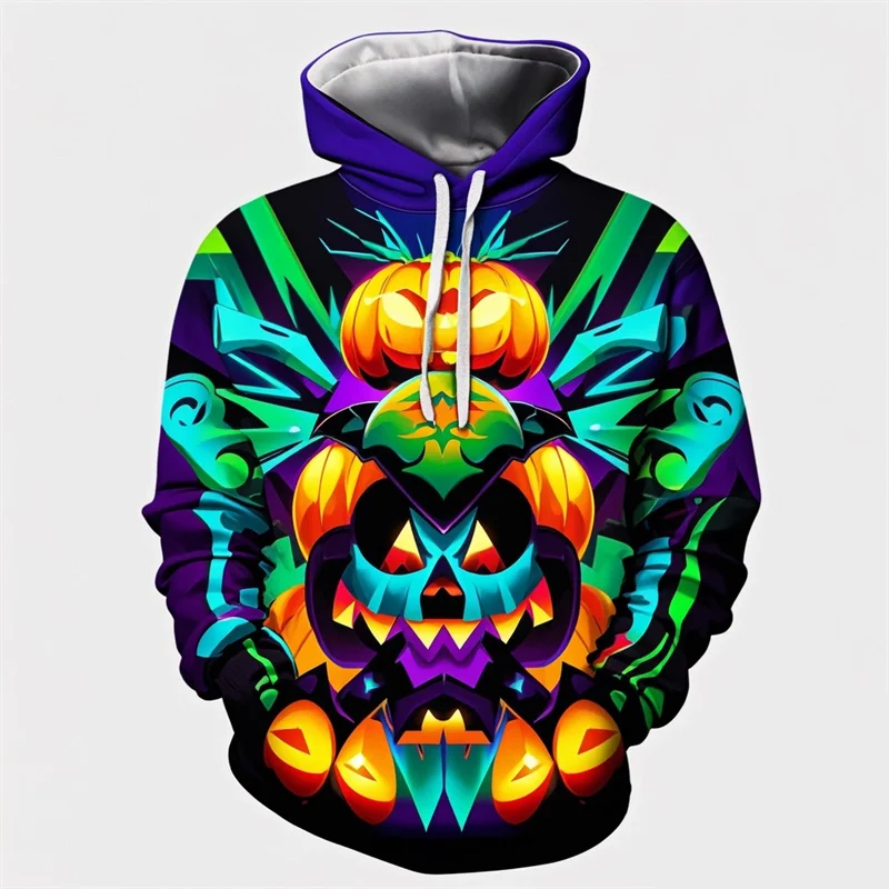 thumbnail image 1 of Sudadera con capucha con estampado de calabaza de moda de Halloween para hombre, divertida sudadera informal de manga larga con estampado 3D, jersey de gran tamaño con capucha, 1 of 5