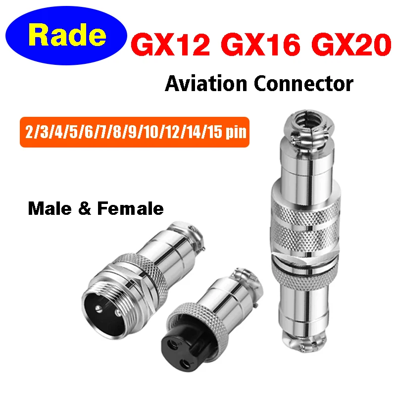 

5/10/100Set GX12 16 20 Aviation Plug Socket Butt Joint Male Female Docking Connector Circular Panel 2 3 4 5 6 7 8 9 10 12 14 15P