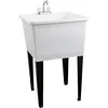 Tehila Basics 21-Gallon White Freestanding Utility Sink with Chrome Finish 2-Handle Faucet, 1