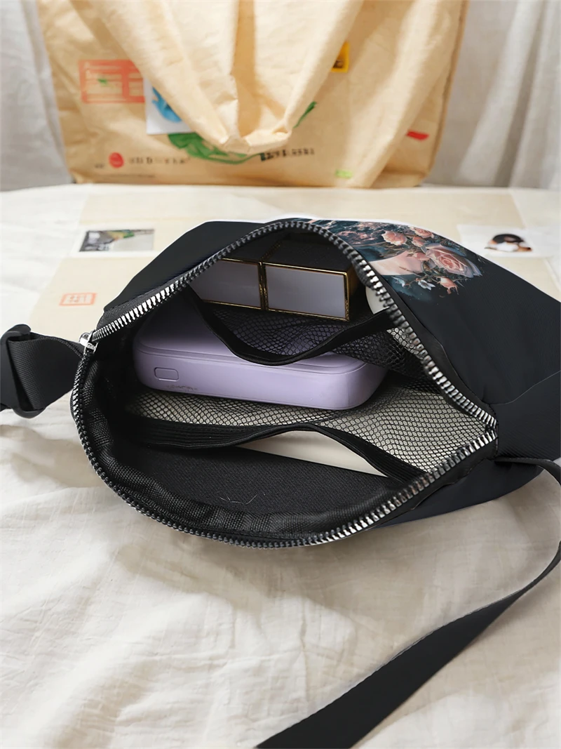 1pc,Rose Starry Sky Fashion Adjustable Crossbody Bag, Neutral Sports Waist Bag, Suitable for Running