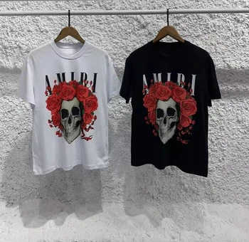 American Luxury Brand Top T-shirt Slim-fit High-quality Pure Cotton Hot-selling Men's and Women's Half-sleeved Bottoming Shirt 2