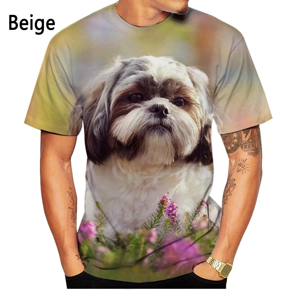 Casual Men Shih Tzu Animal Oversized T Shirt