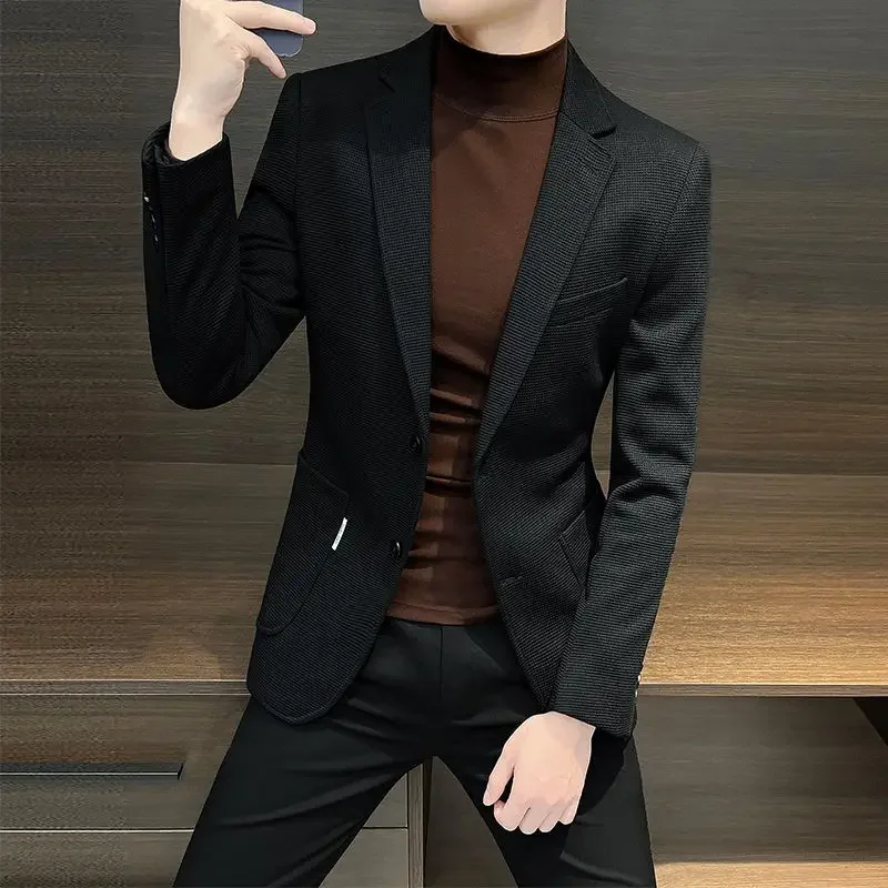 Single Breasted Male Business Blazer Casual Coat Menswear Korean Style Clothes Men's Suit Dress Jackets