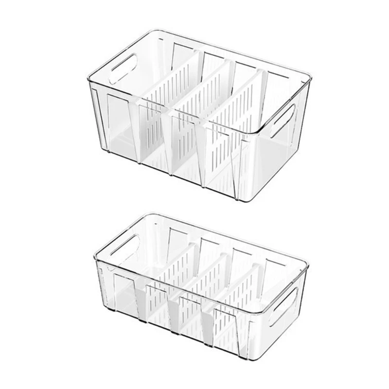 

Y1UB Convenient Storage Bin Easy to Transport Fridge Refrigerator Container with Removable Divider Kitchen Tool