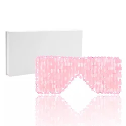 Jade and Rose Quartz Cooling Eye Mask for Relaxation and Rejuvenation (Quartz With BOX)
