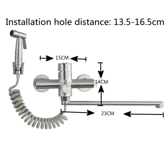 1ชุดห้องน้ำอ่างอาบน้ำก๊อกน้ำ304สแตนเลสผสมติดผนังน้ำตกก๊อกน้ำมือถือหัวฝักบัว 4