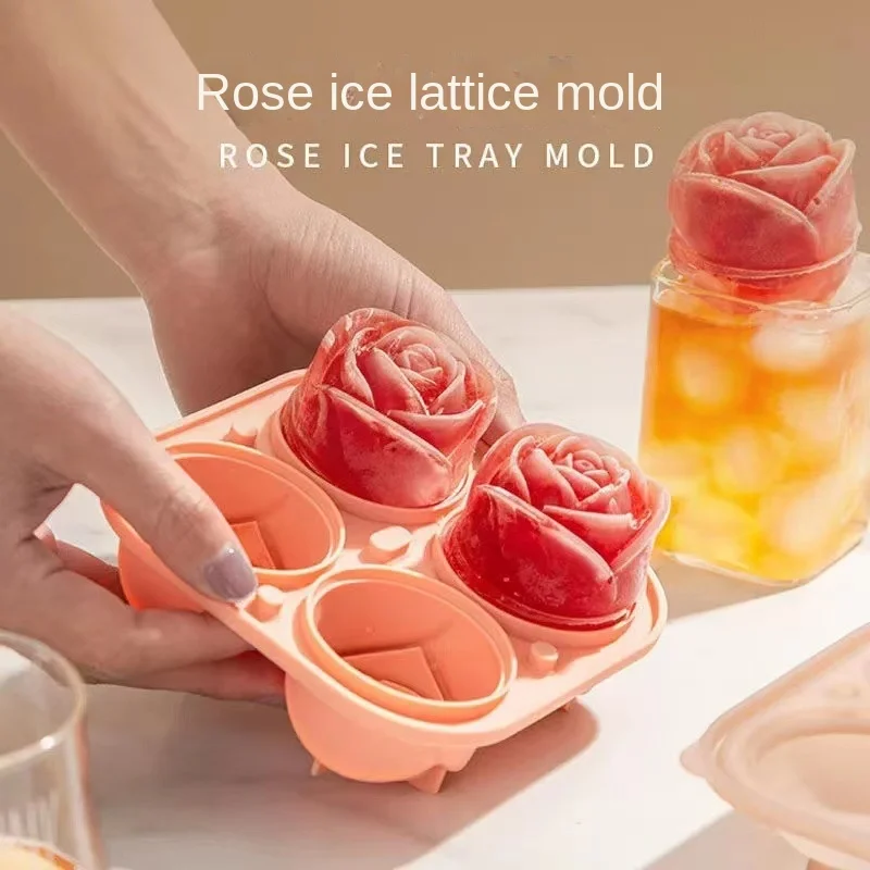 Rose Flower Ice Cube Mold Silicone Ice Compartment Small Block Ice