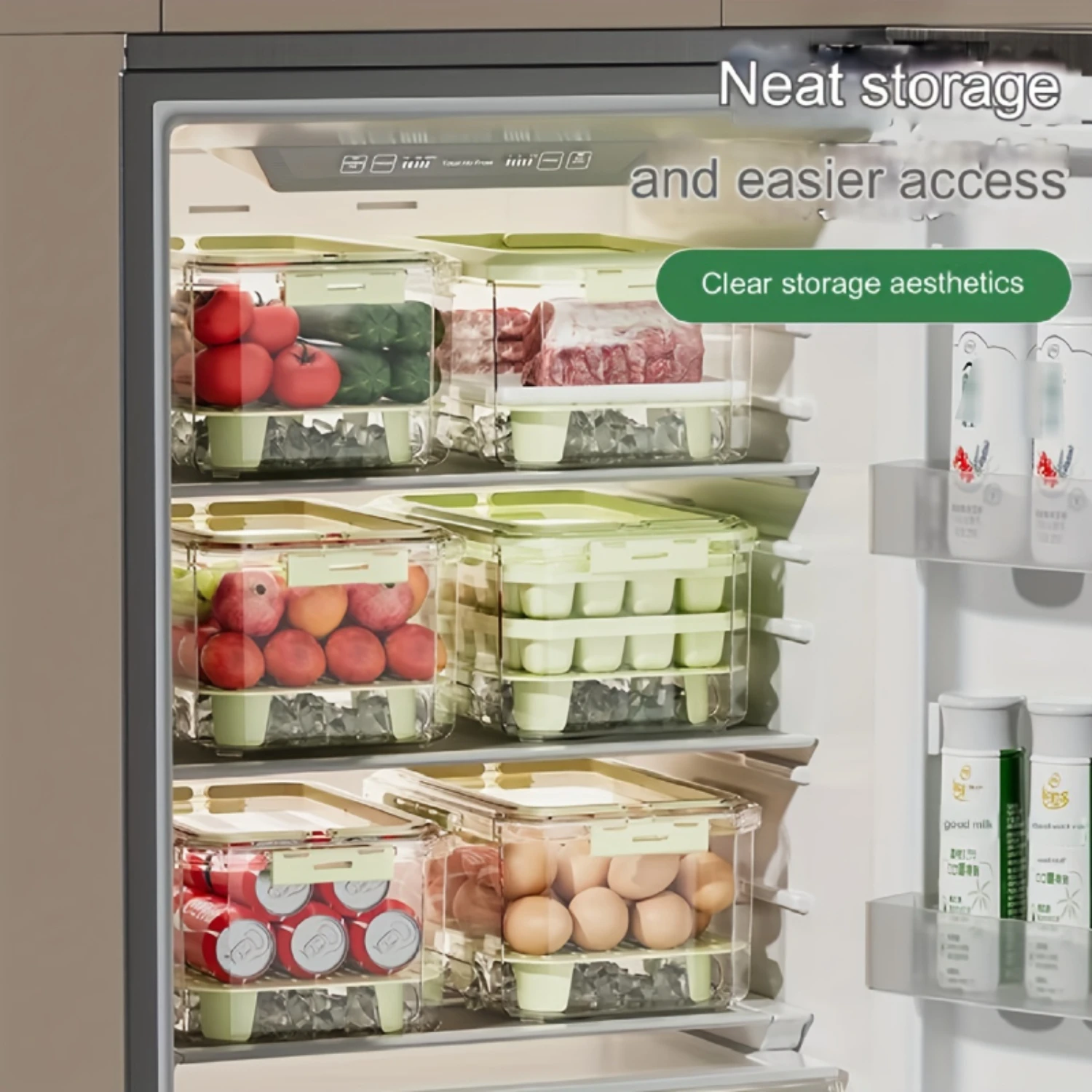 Double-Layer Freshness Box-Food-Safe Plastic For Fruits & Vegetables-Kitchen Organizer With Drain Basket Stylish & Functio