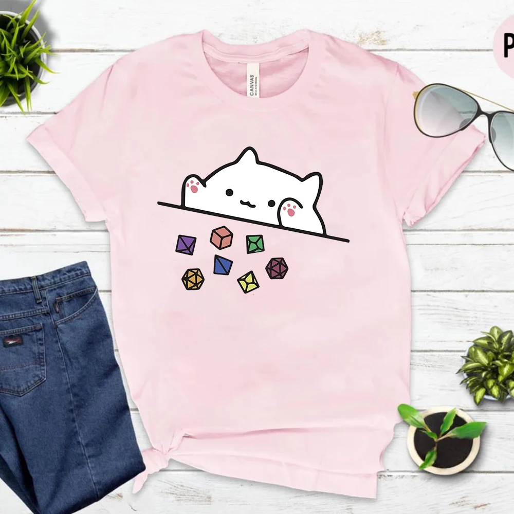 Cat Throwing Dice T-Shirt Role Playing Game Shirt Cute Cat Graphic Tee RPG Tee Funny DND Gaming Shirts Retro Short Sleeve Tshirt 4
