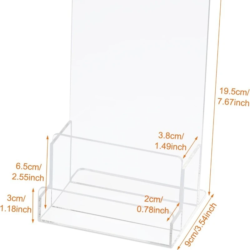 2 Pack Brochure Holder Business Card Holder for Desk Acrylic Brochure Card Flyer Display Stand Vendors Events Store Marketing