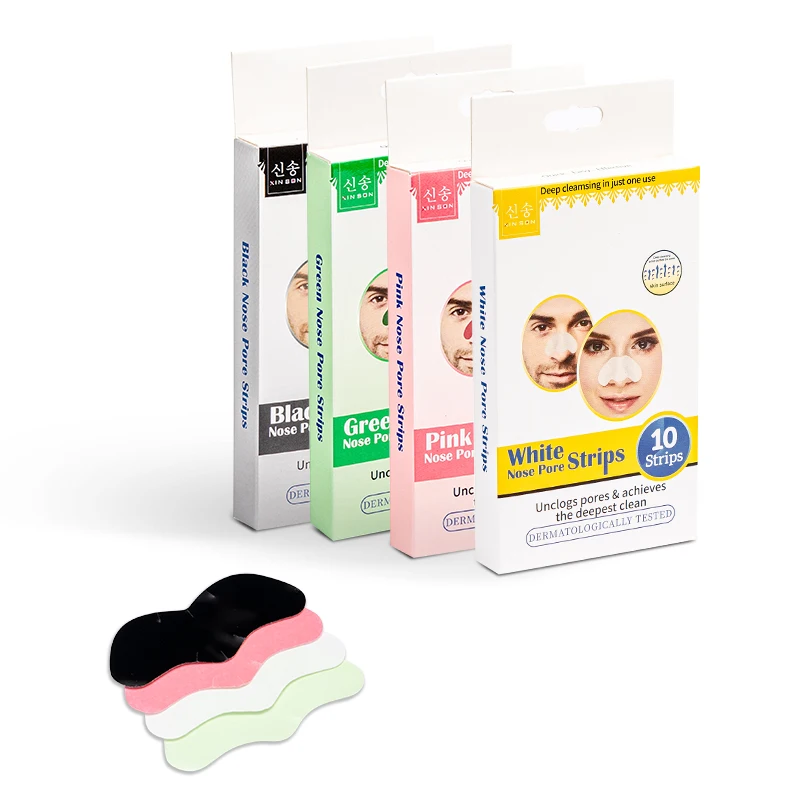 

10pcs Bamboo Charcoal Nasal Stickers Blackhead Acne Remover Nose Strips Peel Off T Zone Stickers Set Cool Formula Cleasing Strip
