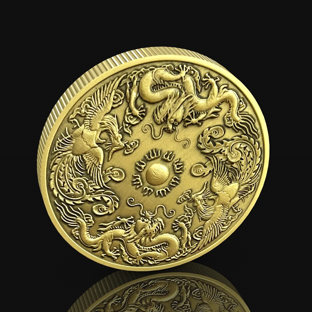 Dragon Chinois Traditionnel Et Phoenix Pièce Chine Bonne Fortune Copie Pièce  Souvenir Pièces De Collection - Non-monnaie Pièces - AliExpress