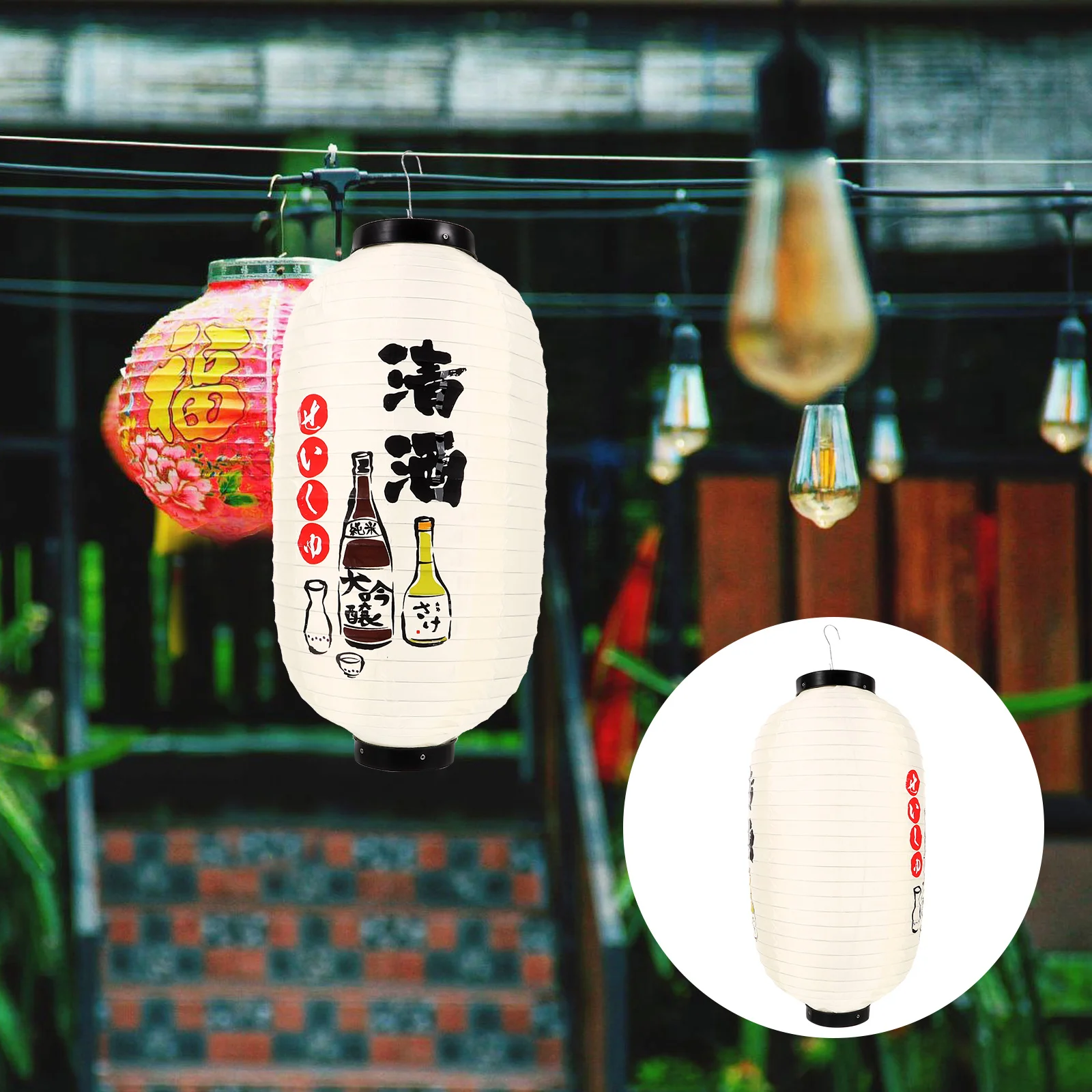 цена Cooking Japanese Lantern Chinese Lanterns Red Paper Metal Store Doorway Pendant