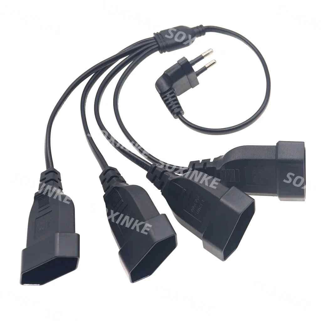 EU CEE7/16 Male to Female Dual Output,2 Ways Outlet Extension Cord European 2 Prong M/F Power Splitter Cable. — view 5