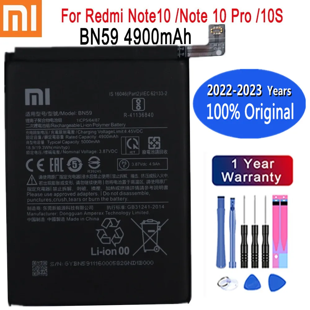 

New 100% Original High Quality Battery BN59 5000mAh For Xiaomi Redmi Note 10 / 10S / Note 10 Pro 10pro Phone Bateria Batteries
