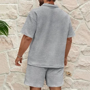 Men s Casual Outfit Short Sleeve Tee with Drawstring Shorts Set for a Stylish Summer Look 2