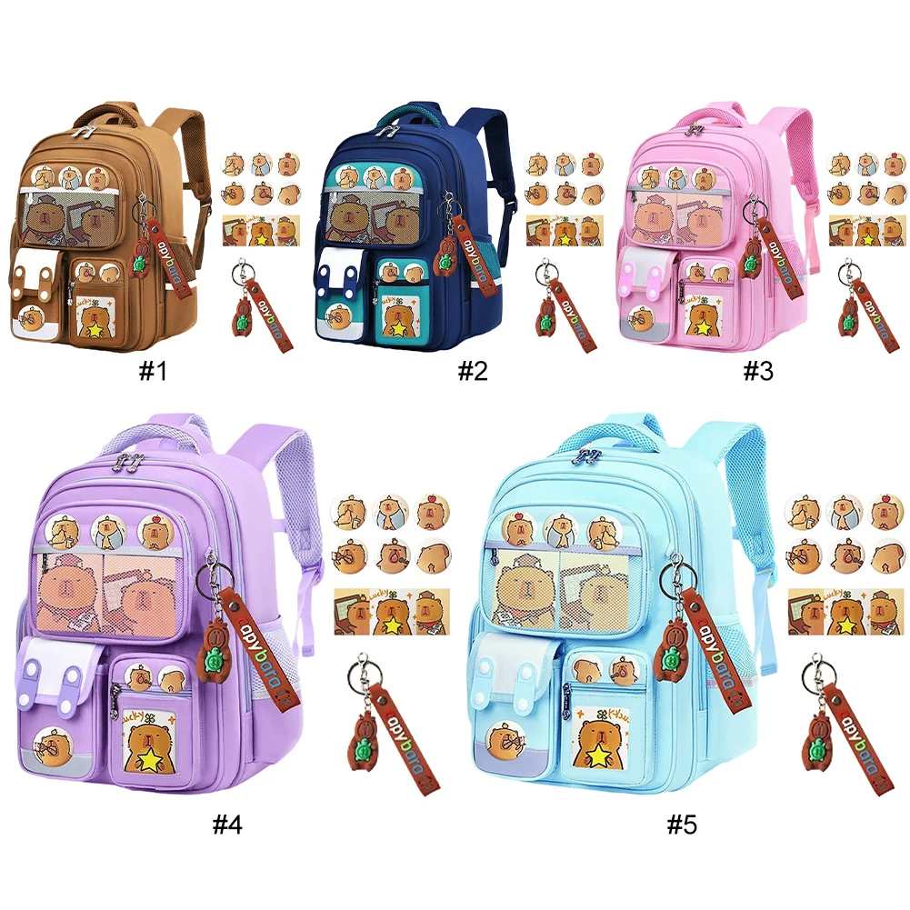 Capybara Cute Backpack Adjustable Strap Casual Bookbag Large Capacity Oxford Cloth Rucksack Travel Vacation Backpack 4