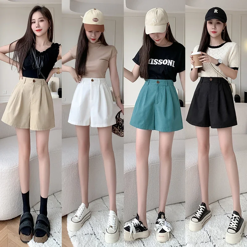 Casual Womens Short Elasticity High Waisted Shorts Nylon Cotton Shorts Women Summer Women Clothing Wide Leg Pants Black Shorts