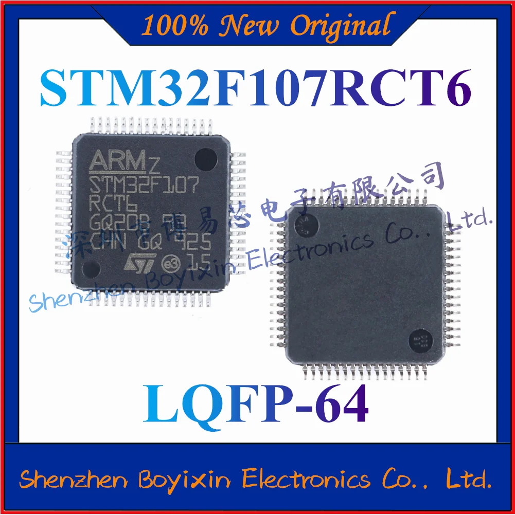 

NEW STM32F107RCT6 Original and genuine ARM Cortex-M3 32-bit microcontroller chip. Package LQFP-64