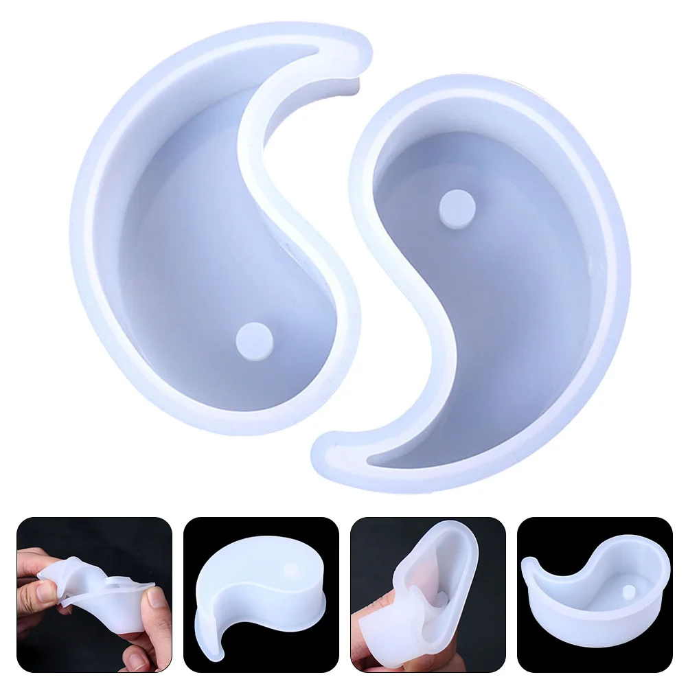 

2 Pcs Tai Chi Mold Making Candlestick 3D DIY Desktop Ornament Silica Gel Craft