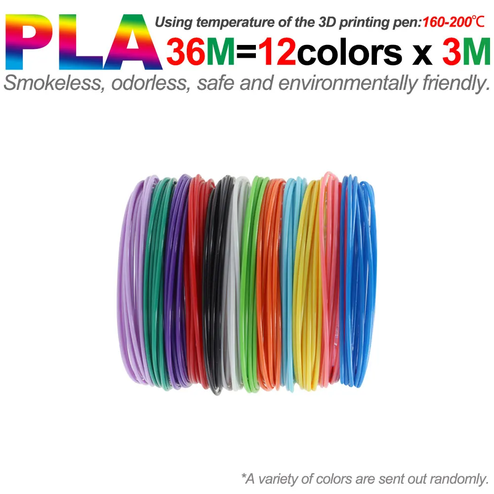 thumbnail image 1 of Filamento PLA para impresión 3D con bolígrafo, 10/20/30 colores, diámetro de 1,75 mm, 200 m, repuesto de plástico inodoro y seguro para bolígrafos de impresión 3D para niños, 1 of 5