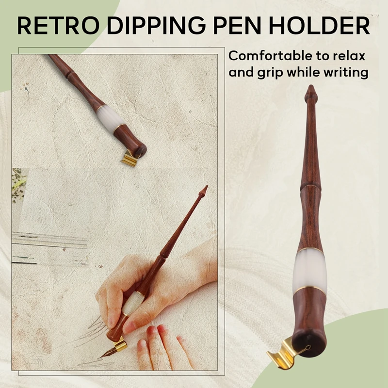 KEKA Wood Calligraphy Dip Pen English Calligraphy Pen Copperplate Script Oblique Dip Holder With Glass Nibs Accessories