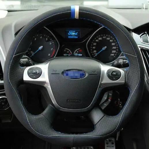 

DIY Hand-stitched Top Leather Car Steering Wheel Cover For Ford Kuga Focus