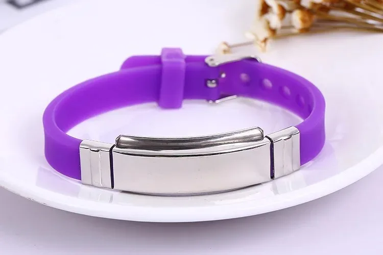 Personalisiertes Armband mit Namen und Telefonnummer aus Edelstahl, Kinder-Silikon-ID-Armbänder für Frauen, Armband für Männer, Schmuck – Detail 11