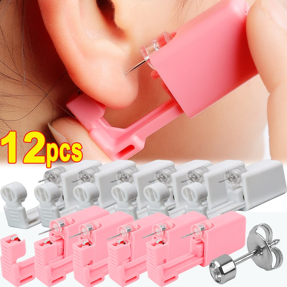 112pcs Safety Ear Piercing Gun Kit Disposable Disinfect Safety Earring Piercer Machine Nose