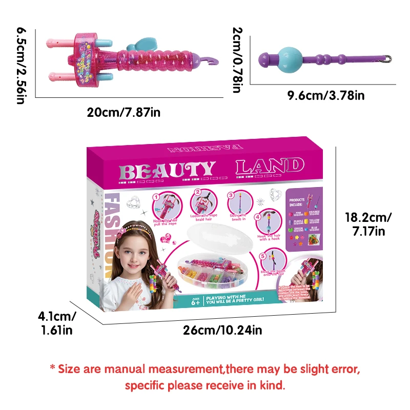 DIY Hair Braid Kit for Kids with Plastic Beads and Accessories