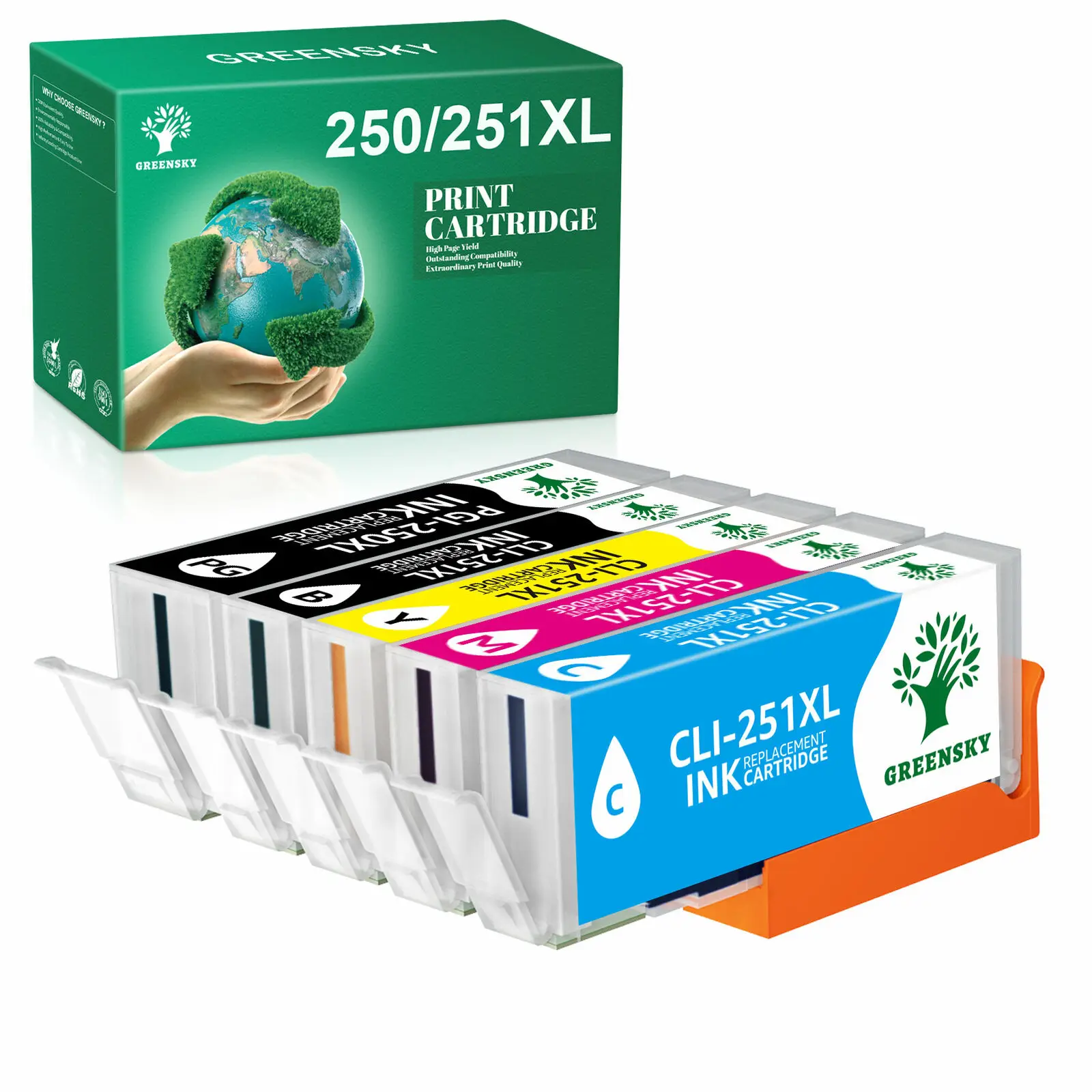 

5 New Ink &Chip PGI-250XL CLI-251XL For Canon PIXMA MG5620 iP7250 MG6420 PRINT