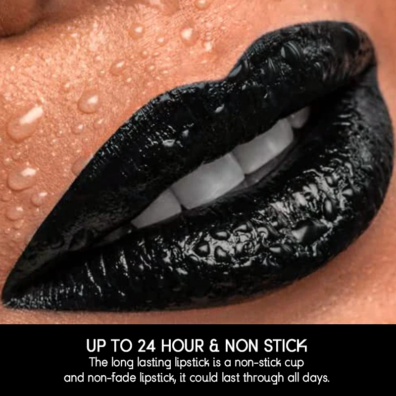 Lipstick USHAS Black Matte Holloween Party Long Lasting Waterproof Anti-smudge Gothic Velvet Lip Makeup Cosmetics