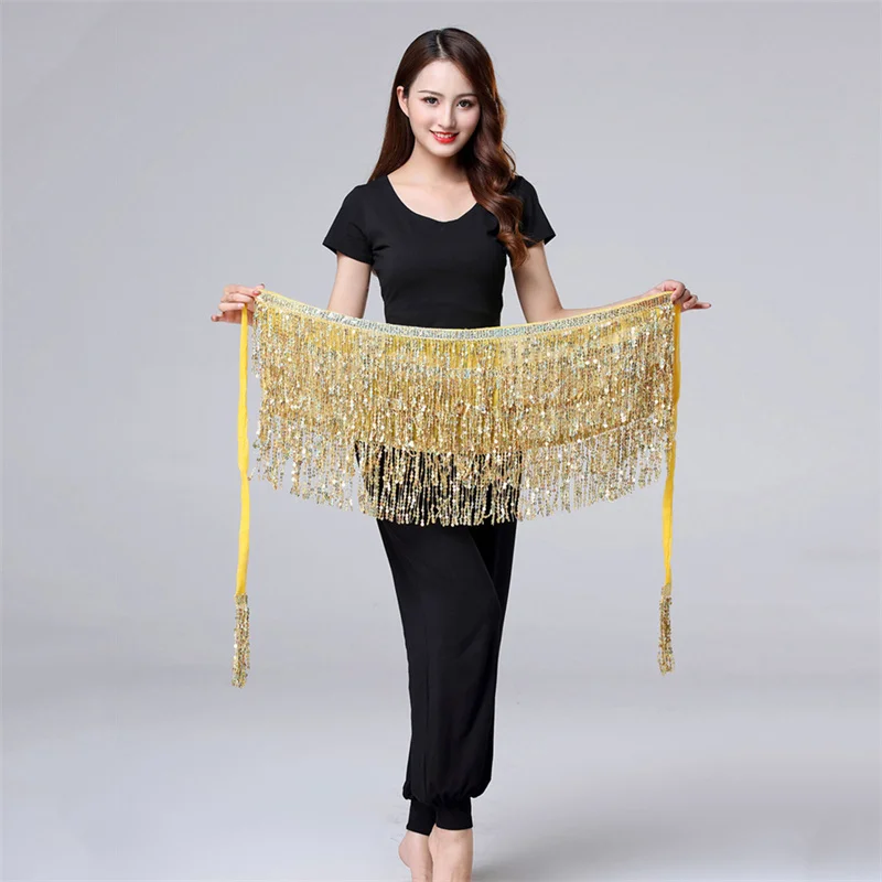 

Dance Hip Skirt Sequins Fringe Skirt Tassel Hip Scarf Rave Skirt for Women
