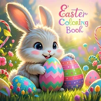 Easter Coloring Book Cartoon Rabbit for Adults Teens Featuring Adorable Creatures in Cozy Hygge Moments for Relaxation Gift ﻿ 1