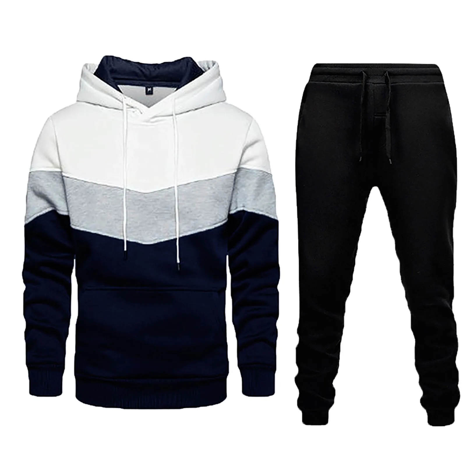 

Patchwork Men'S Hoodie Sets Loose Jogging Basic Pullover Top All-Match Sweetshirts Casual Hooded Exercise Conjunto Hombre