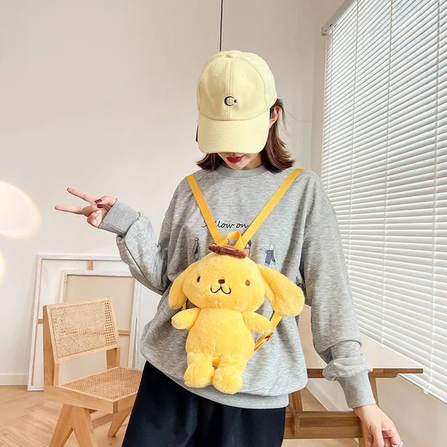 Kawaii Soft PomPomPurin Stuffed Plush Backpack Gifts For Kids Children Girls Lolita Style Bag Lovely Pom Pom Purin Bag 2