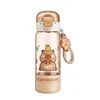 Portable Spring Lid Drink Cup With Straw Capybara Creative Cartoon Drinkware Double Opening Plastic Kids Capybara Bottle Gift 6