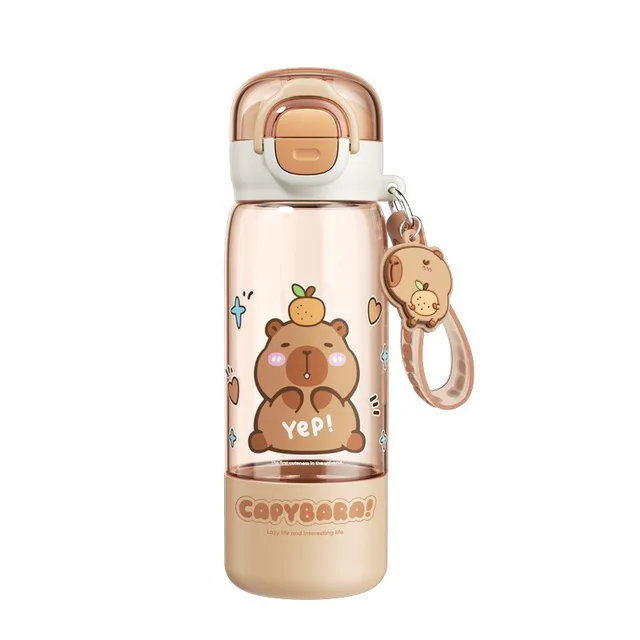 Portable Spring Lid Drink Cup With Straw Capybara Creative Cartoon Drinkware Double Opening Plastic Kids Capybara Bottle Gift 6