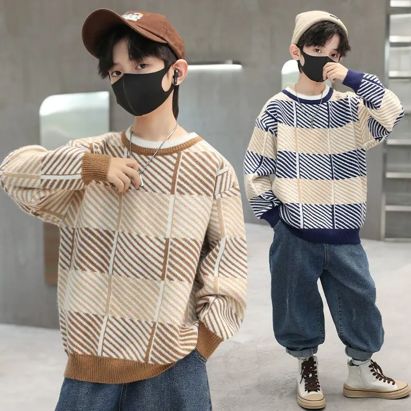 Boys 2023 New Korean Style Winter Autumn Pullover Casual Sweaters