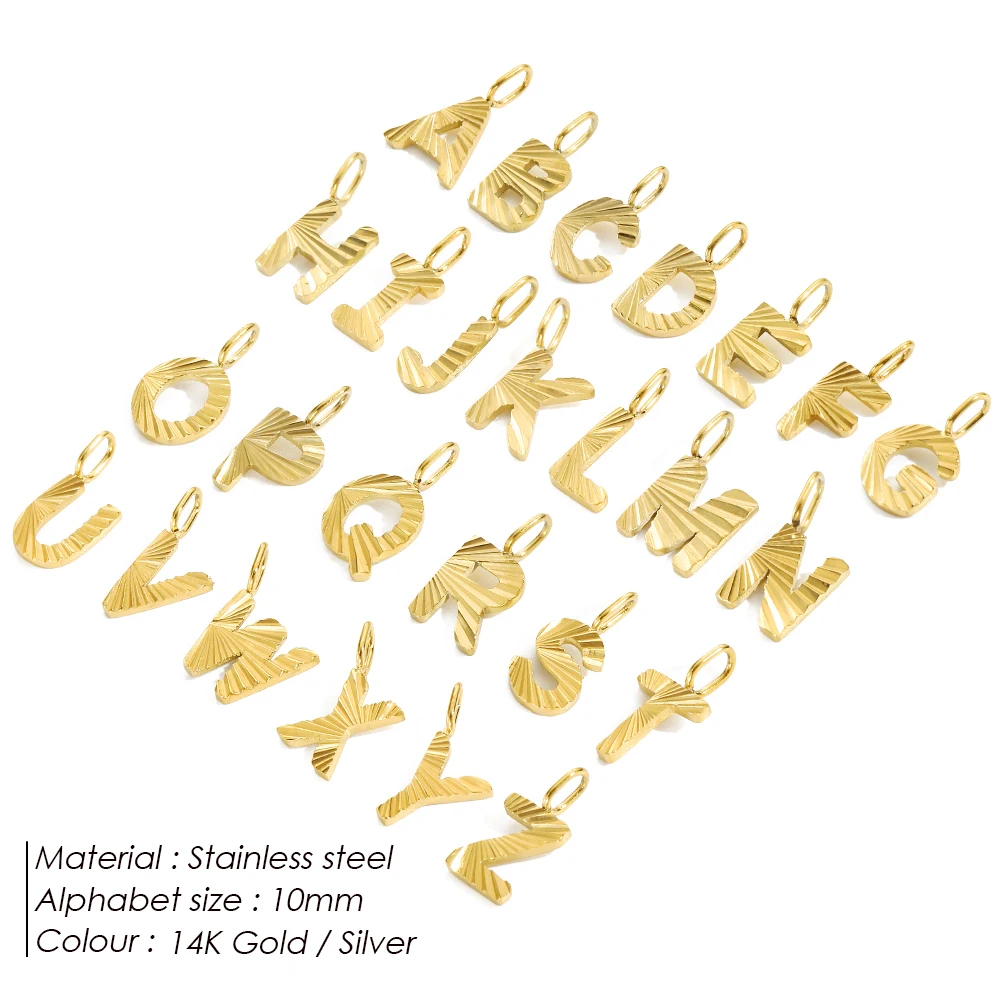 eManco 스테인레스 스틸 도매 꽃 알파벳 매력 목걸이 펜던트 이름 리플 알파벳-Freehip.co.kr