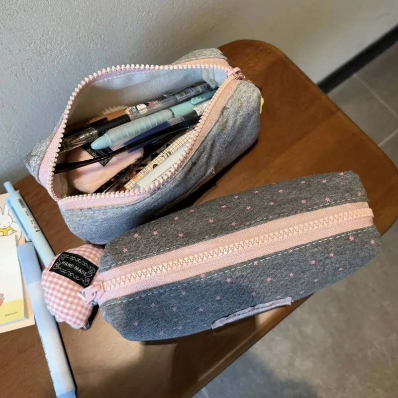 인스 스타일 그레이 스타 연필 케이스 캐주얼 스타 아메리칸 귀여운 대용량 연필 정리함 휴대용 학생 문구 펜 가방