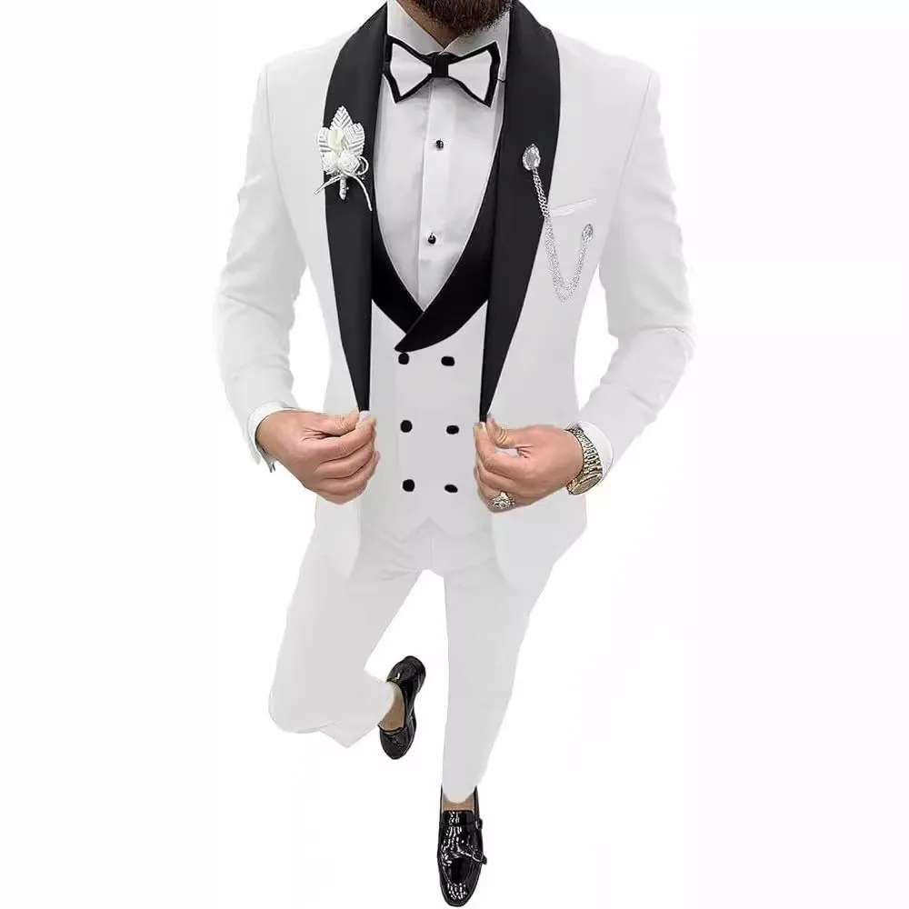 

DV071 Новый Повседневный деловой мужской костюм из трех предметов для жениха лучший мужской свадебный банкетный костюм мужские элегантные костюмы
