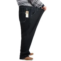 High Waisted Plus Size 200KG Jeans Men Big Size Ropa Talla 56 48 52 Thick Trousers Plus Loose Black Elastic Straight Denim Pants 2